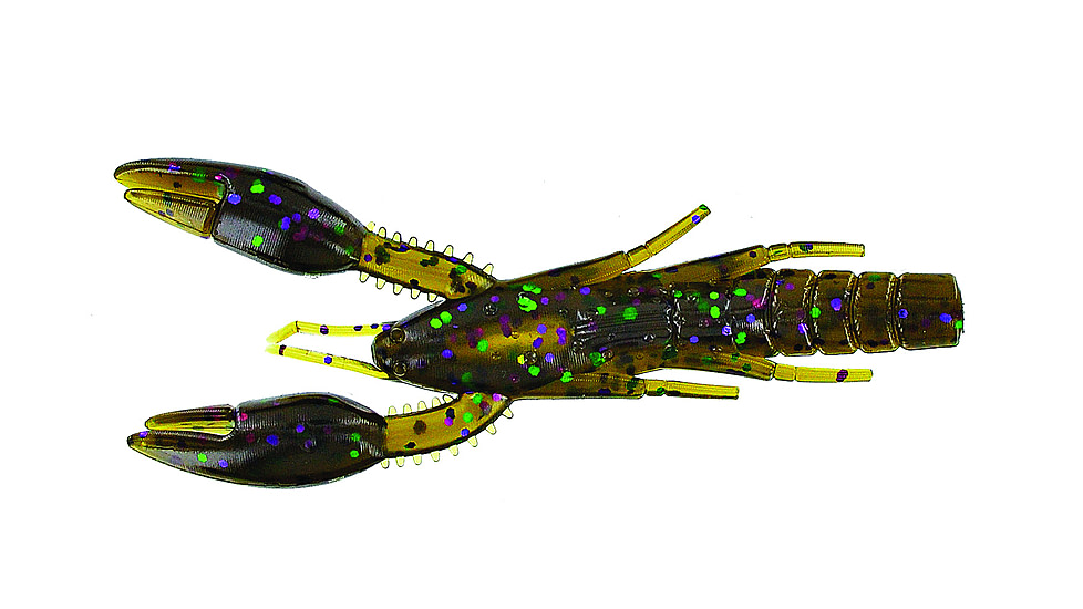 Yamamoto Baits PsychoDad Crawdad Bait, 4in, 5pk, Green Pumpkin with Large Green &amp; Large Purple, 3K-05-301