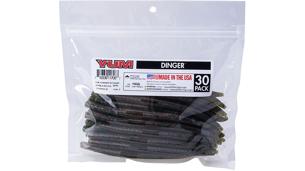 Yum Dinger Bulk Bait, 5in, Watermelon Red Flake, YDG5BK02-30