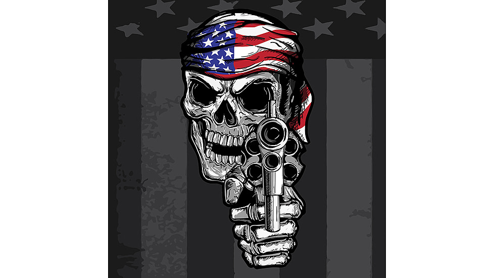 Zan Headgear Cotton Flydanna, One Size, USA Gun Skull, Z711