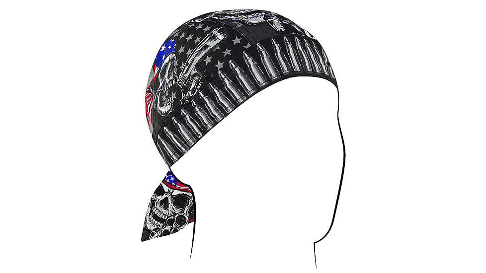 Zan Headgear Cotton Flydanna, One Size, USA Gun Skull, Z711