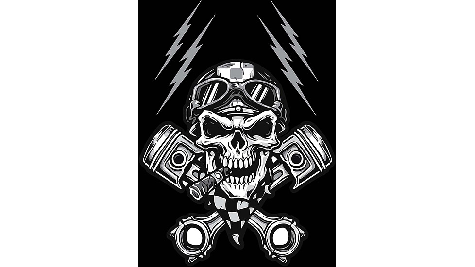 Zan Headgear Cotton Flydanna, One Size, Biker Skull, Z712