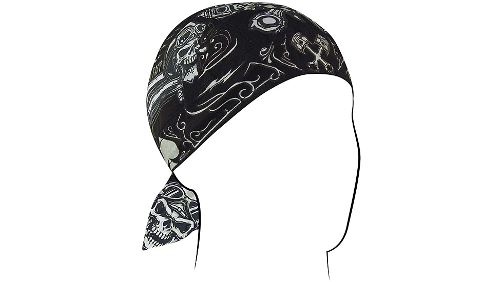 Zan Headgear Cotton Flydanna, Biker Skull, Cotton, Z712