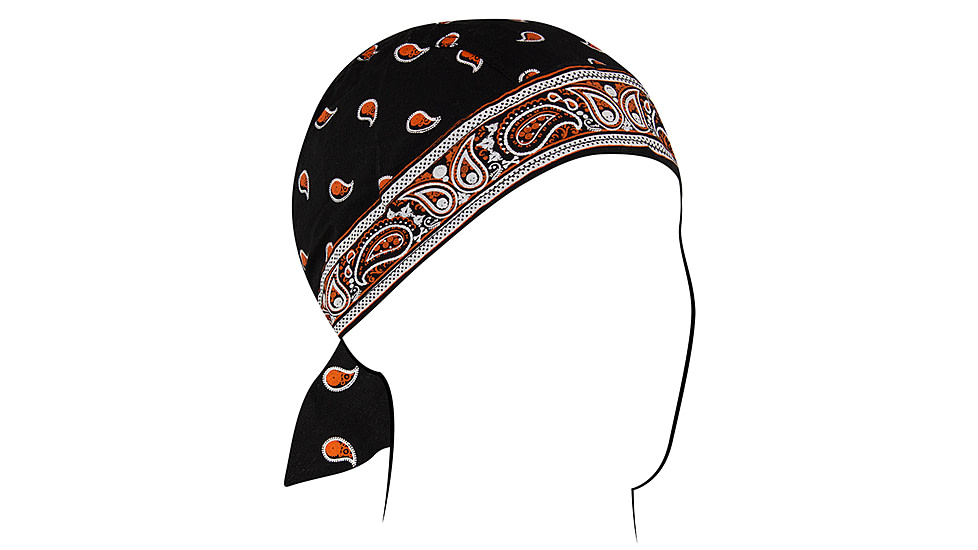 Zan Headgear Cotton Flydanna, One Size, Black/Orange, Z197