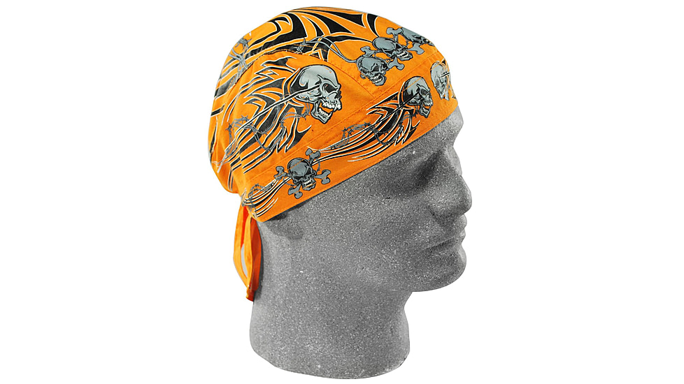 Zan Headgear Flydanna Orange Tribal Skull Z669