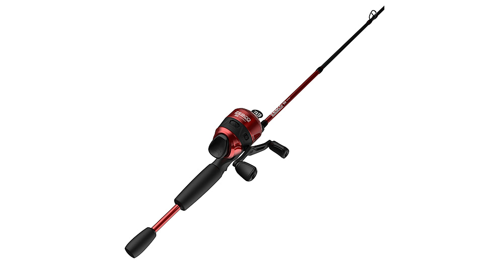 Zebco 33 Custom Z Spincast Reel and Rod Combo, 6ft 2-PC Fiberglass Rod w/ EVA Handle, QuickSet Anti-Reverse Reel w/ Bite Alert, Red, 33CZRD602MA.NS4