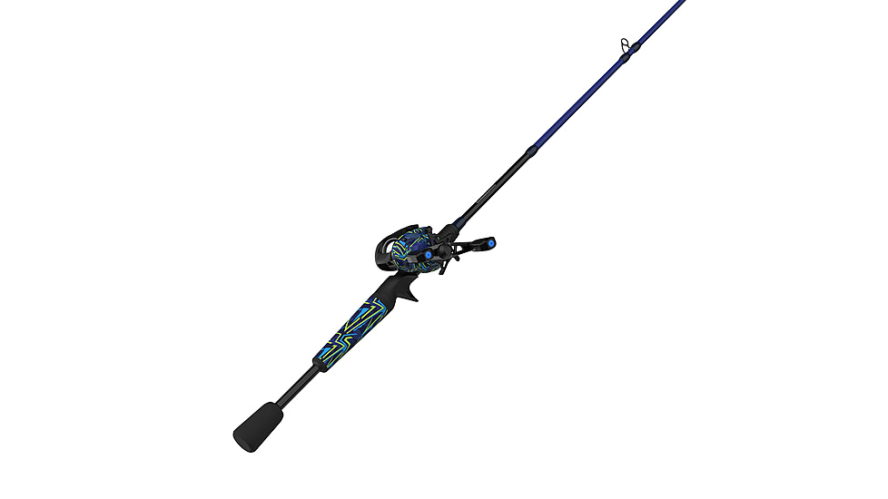 Zebco Roam Baitcast Reel and Rod Combo, 6ft 6in 2-PC Fiberglass Pole w/ Split-Grip MaxTac Handle, Lightweight Graphite Frame, RH Retrieve, Blue/Green, ROAMBG100662MH.NS3