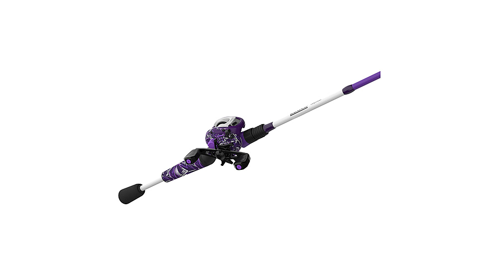 Zebco Roam Baitcast Reel and Rod Combo, 6ft 6in 2-PC Fiberglass Pole w/ Split-Grip MaxTac Handle, Lightweight Graphite Frame, RH Retrieve, Purple, ROAMPR100662MH.NS3
