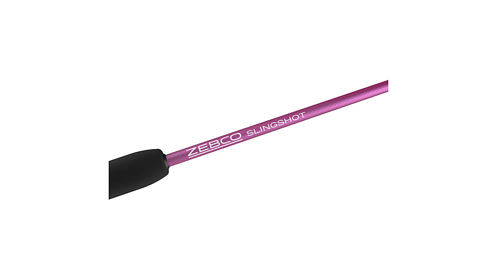 Zebco Slingshot Spinning Reel and Rod Combo, 5ft 6in 2-PC Pole, SZ 20 Reel, Changeable Righ/Left Retrieve, Pre-Spooled w/ 8lb Zebco Cajun Line, Purple, SLSPPL562MLA.NS4