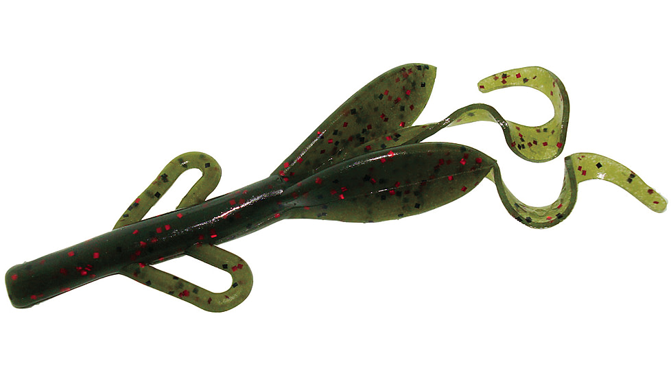 Zoom Baby Brush Hog Creature Bait, 12 Pack, 4in, Avocado, 042147X