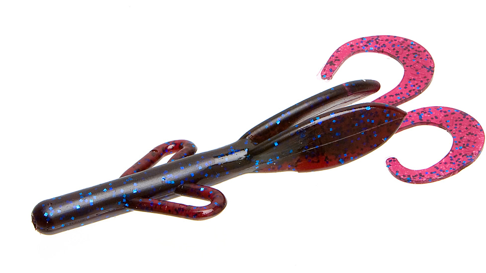 Zoom Baby Brush Hog Creature Bait, 12 Pack, 4in, Blue Fleck, 42292