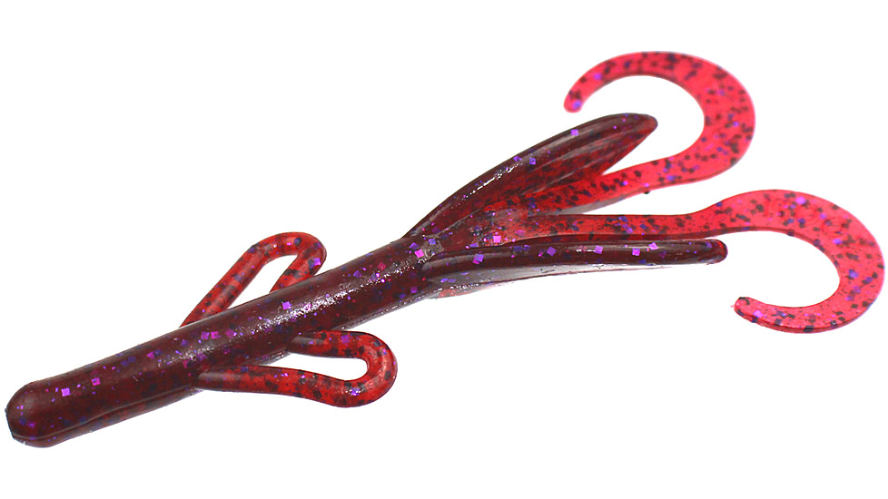 Zoom Baby Brush Hog Creature Bait, 12 Pack, 4in, Cranberry, 042431X