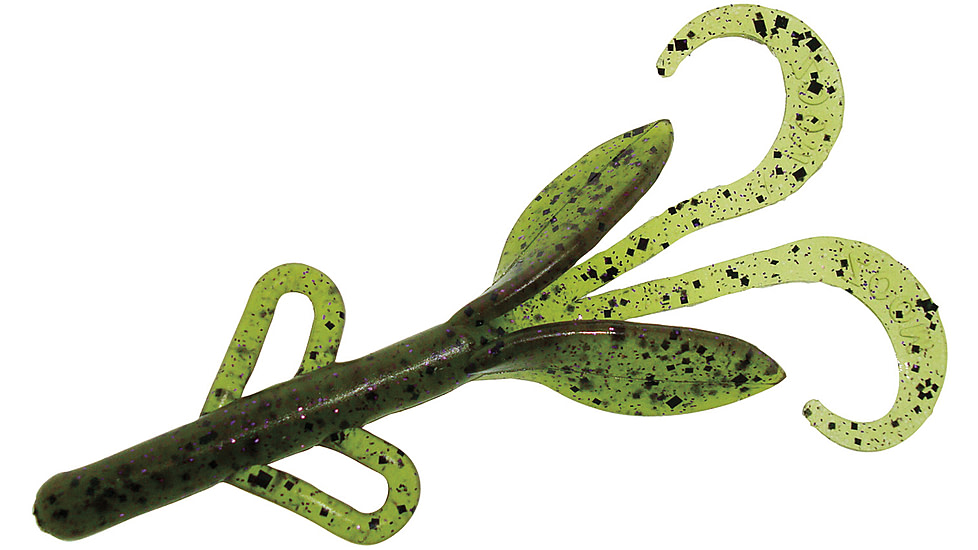 Zoom Baby Brush Hog Creature Bait, 12 Pack, 4in, Watermelon Prp Glit, 42138