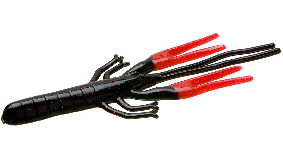 Zoom Big Critter Craw, 10 Pack, 5in, Black Red Glit/Red, 039129X