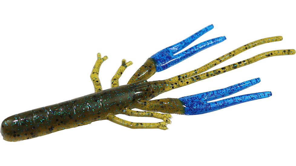 Zoom Big Critter Craw, 10 Pack, 5in, Green Pumpkin Blue/Blue, 039293X