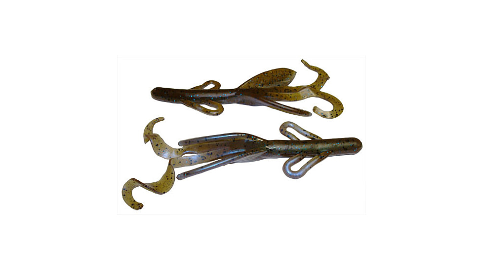 Zoom Brush Hog Creature Bait, 20 Pack, 6in, Green Pumpkin Blue Flash, 022294X