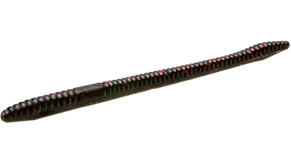 Zoom Finesse Worm, 20 Pack, 4.5in, Black Red Glitter, 004001X