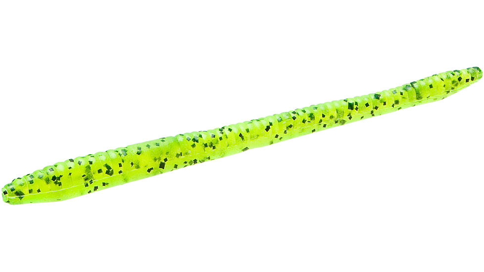 Zoom Finesse Worm, 20 Pack, 4.5in, Chartreuse Pepper, 4009