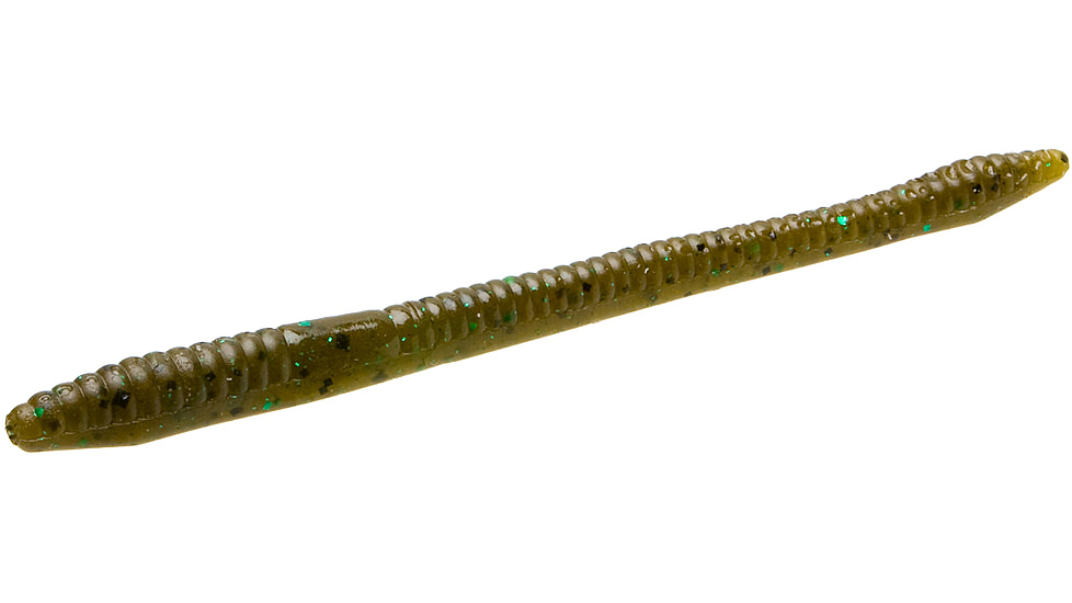 Zoom Finesse Worm, 20 Pack, 4.5in, Green Pumpkin Green, 4184