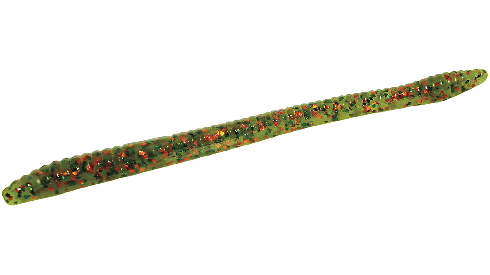 Zoom Finesse Worm, 20 Pack, 4.5in, Watermelon Green Orange, 004216X