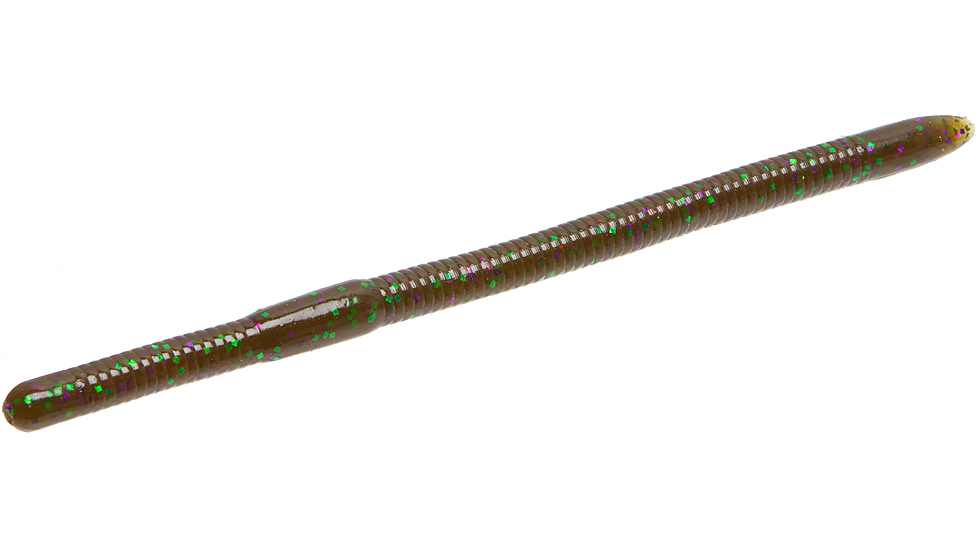 Zoom Mag Swamp Crawler Bulky Finesse Worm, 15 Pack, 6.5in, Green Pump Purple Green, 124349X