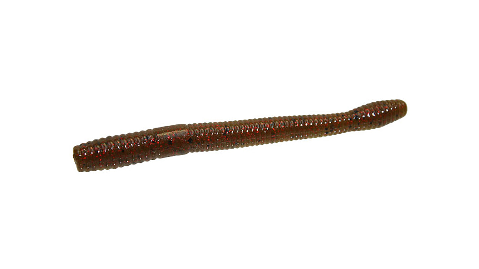 Zoom Magnum Finesse Worm, 10 Pack, 5in, Green Pumpkin Red, 114202X