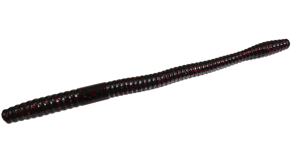 Zoom Magnum Trick Worm, 8 Pack, 7in, Black Red Glitter, 115001X