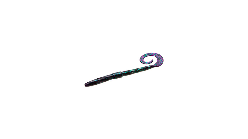 Zoom Shakey Tail Finesse Worm, 20 Pack, 6in, Junebug, 038005X
