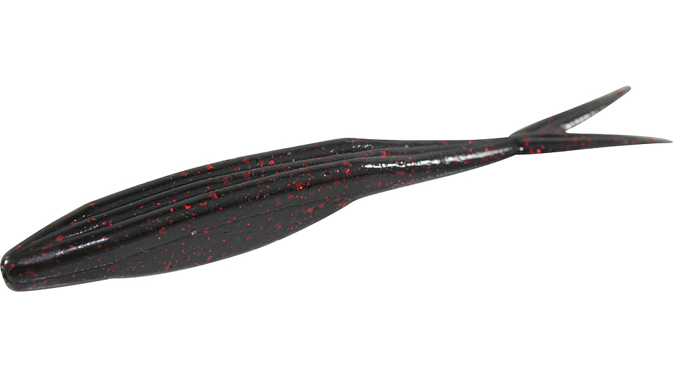 Zoom Super Fluke Jr Baitfish Imitator, 10 Pack, 4in, Black Red Glitter, 056001X