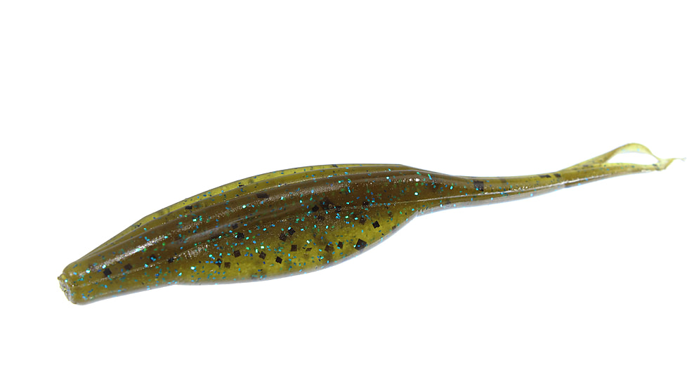 Zoom Super Fluke Jr Baitfish Imitator, 10 Pack, 4in, Green Pumpkin Blue, 056239X