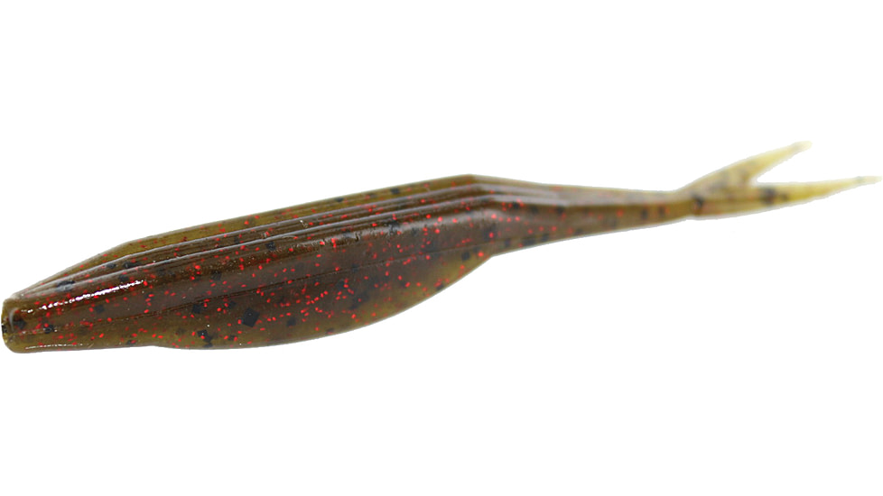 Zoom Super Fluke Jr Baitfish Imitator, 10 Pack, 4in, Green Pumpkin Red, 056202X