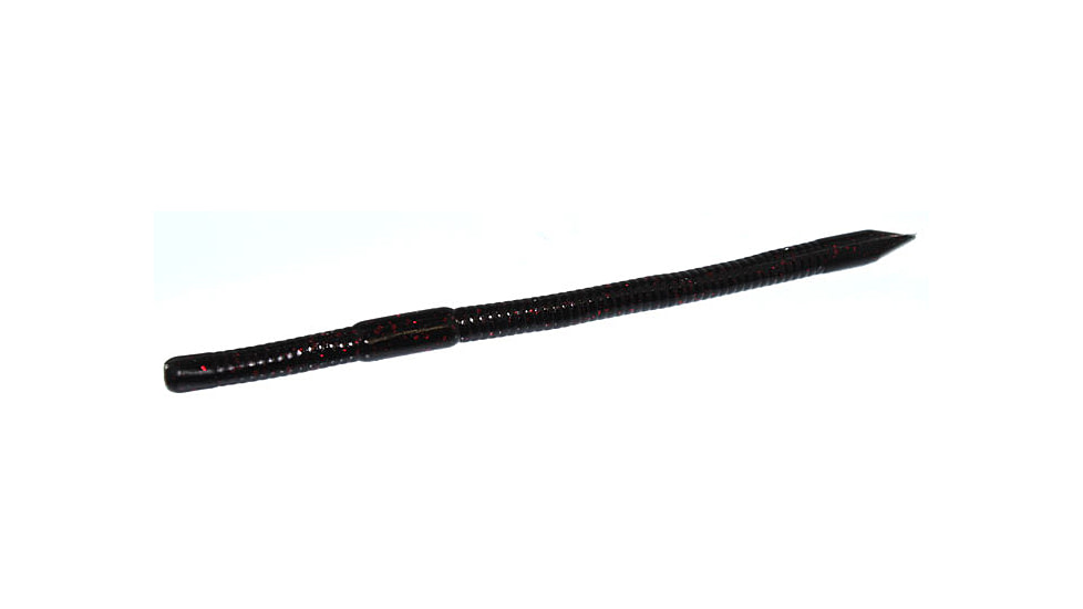 Zoom Swamp Crawler Finesse Worm, 5 Pack, 5.5in, Black Red Glitter 2, 016001X