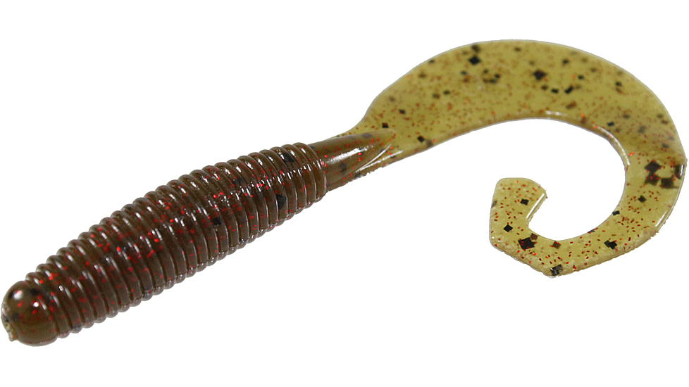 Zoom Tab Tail Grub, 10 Pack, 4in, Green Pumpkin Red, 059202X