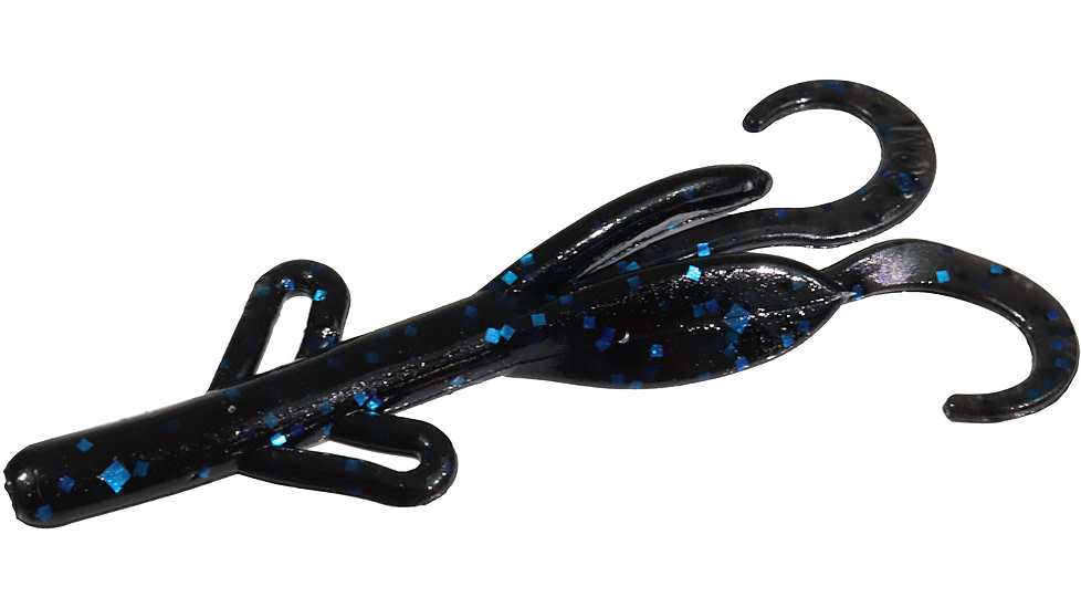 Zoom Tiny Brush Hog Mini Creature Bait, 15 Pack, 3in, Black/Blue, 055072X