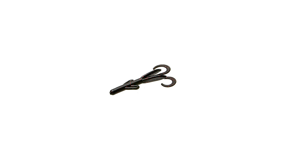 Zoom Tiny Brush Hog Mini Creature Bait, 15 Pack, 3in, Black Red Glitter, 055001X
