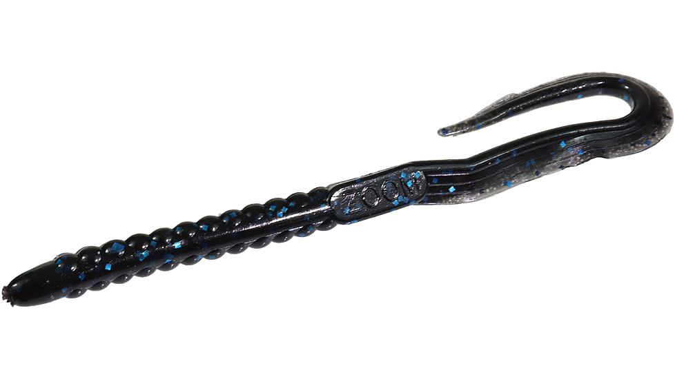 Zoom U-Tale Mid-Size Worm, 20 Pack, 6 3/4in, Black/Blue, 001072X