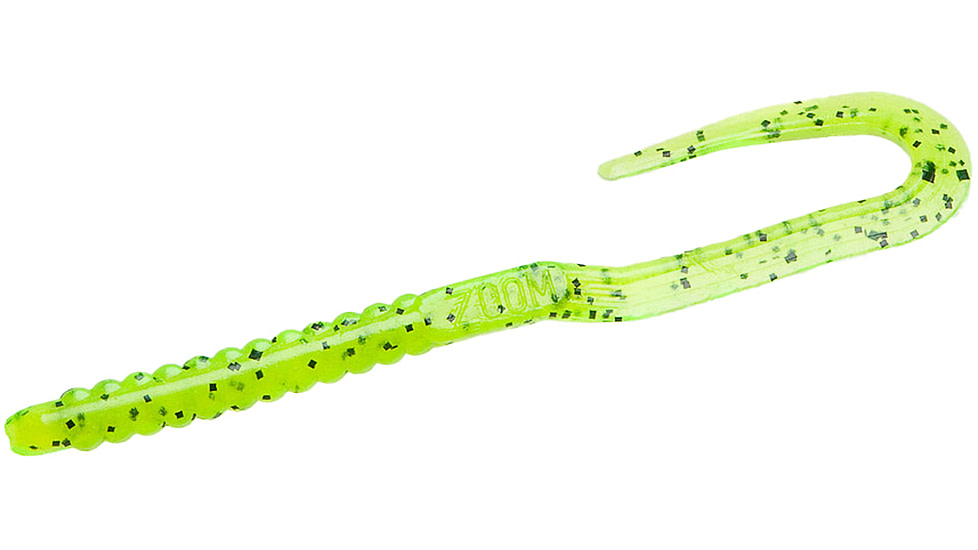 Zoom U-Tale Mid-Size Worm, 20 Pack, 6 3/4in, Chartreuse Pepper, 1009
