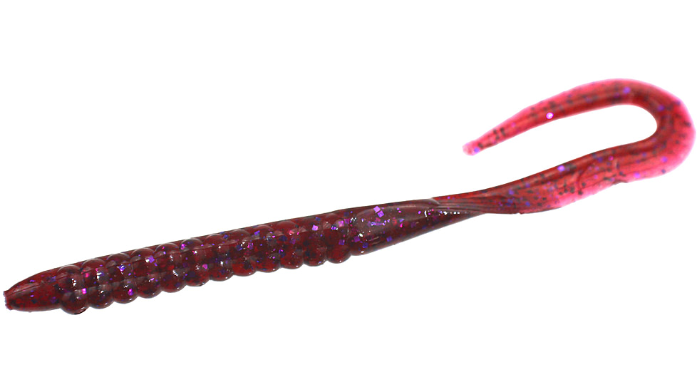 Zoom U-Tale Mid-Size Worm, 20 Pack, 6 3/4in, Cranberry, 001431X