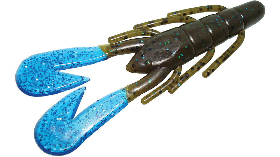Zoom U-V Speed Craw, 12 Pack, 3.5in, Green Pumpkin Blue/Blue, 080293X
