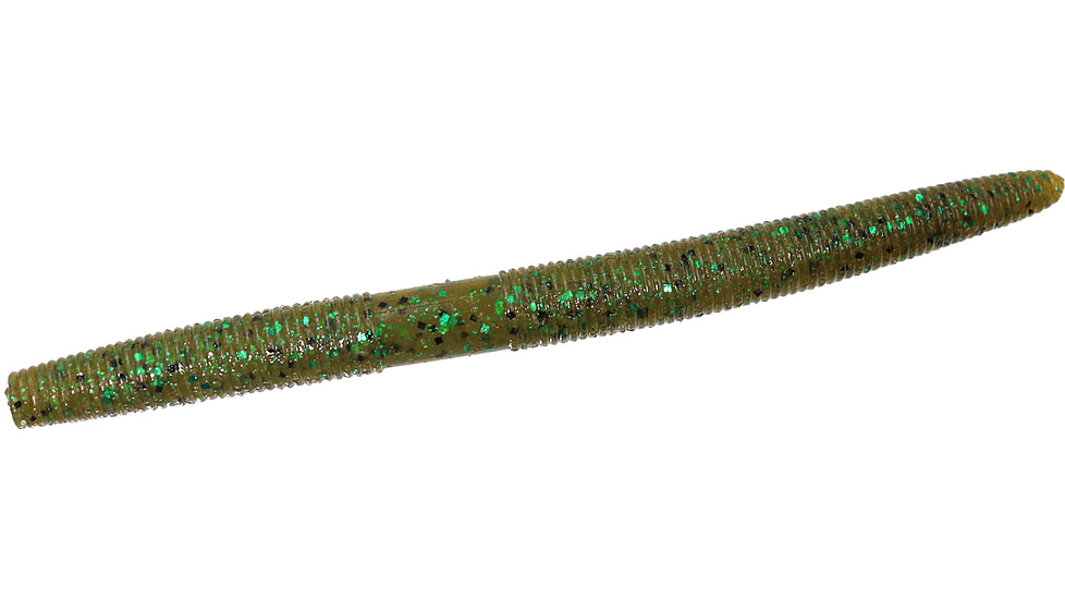 Zoom Zlinky Trick Worm, 10 Pack, 5in, Green Pumpkin Green, 138184