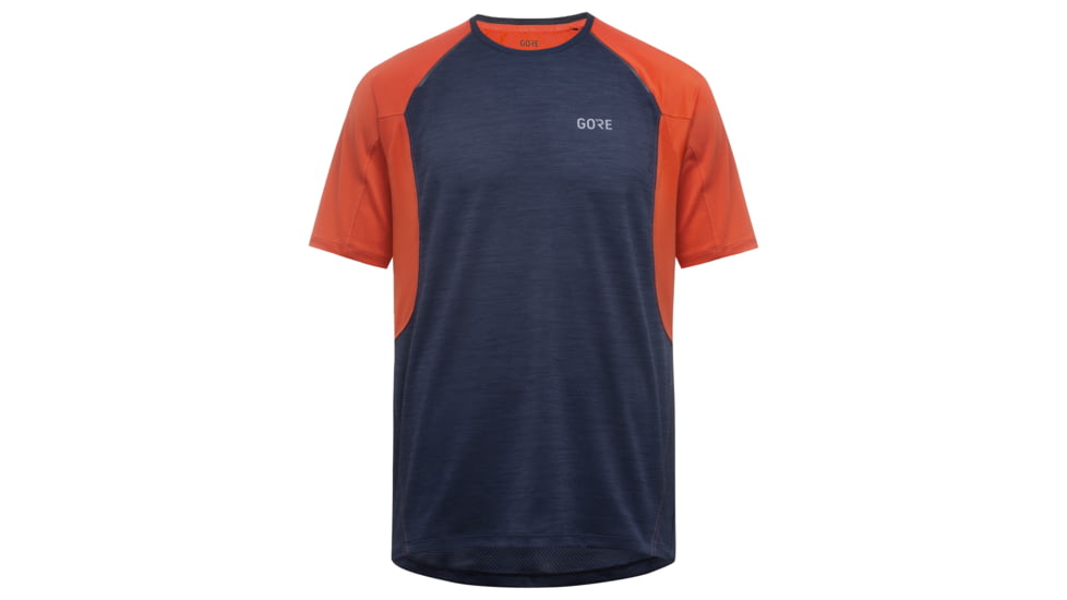 GOREWEAR Mens R5 Running Shirt in Orbit Blue/Fireball Large Slim fit 083649C1, 100614-AUAY-XL