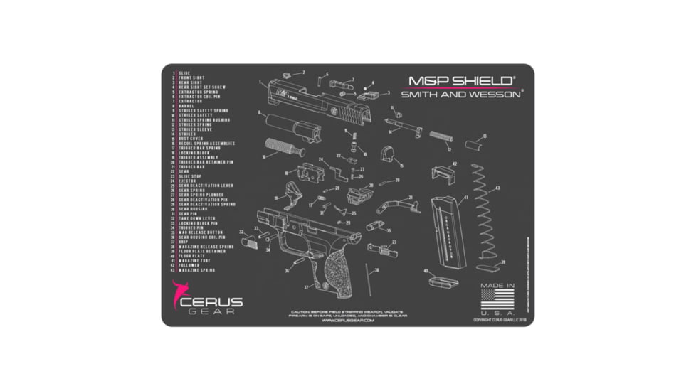 Cerus Gear 3mm Promats 12"x17" S&w M&p Shield Sch Char Grey, CERHMSWMPSHLDSCHPNK