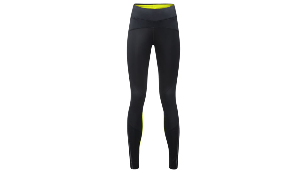 GOREWEAR R5 Womens GORE-TEX INFINIUMTM Running Tights in Black/Neon Yellow Large 12-14 Form fit Windproof 1D1F2C14, 100660-9908-42