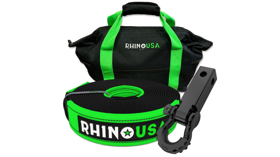 Rhino USA 30 Tow Strap &amp; Shackle Hitch Receiver Combo DFD1886C, RNO-30STRAPHITCH