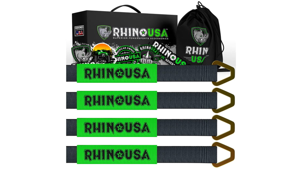 Rhino USA 2 x 38 Axle Tie-Down Straps 4-Pack 4B7BE797, Green, RNO-AXLESTRAPS-GRN