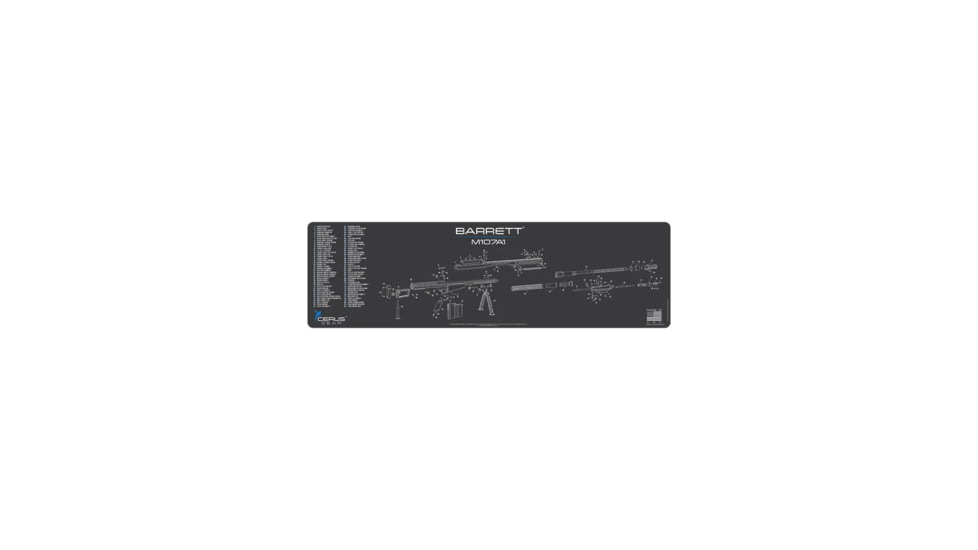 Cerus Gear BARRETT M107A1 SCHEMATIC MAGNUM GUN MAT - CHARCOAL GRAY/CERUS BLUE, 14 X 48 1597D86F, CERMMBARRM107A1SCHGRY
