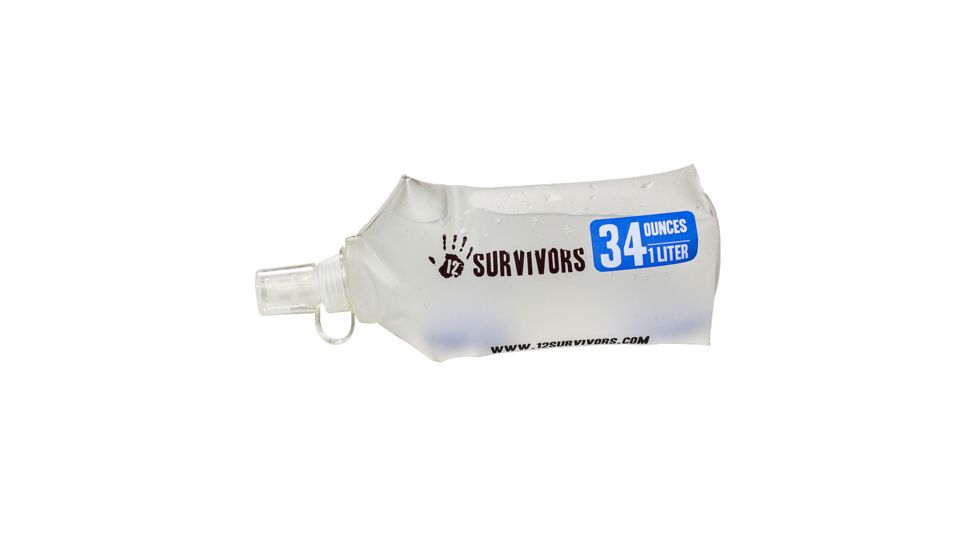 12 Survivors Collapsible Water 1L Bottle, Clear, TS76006