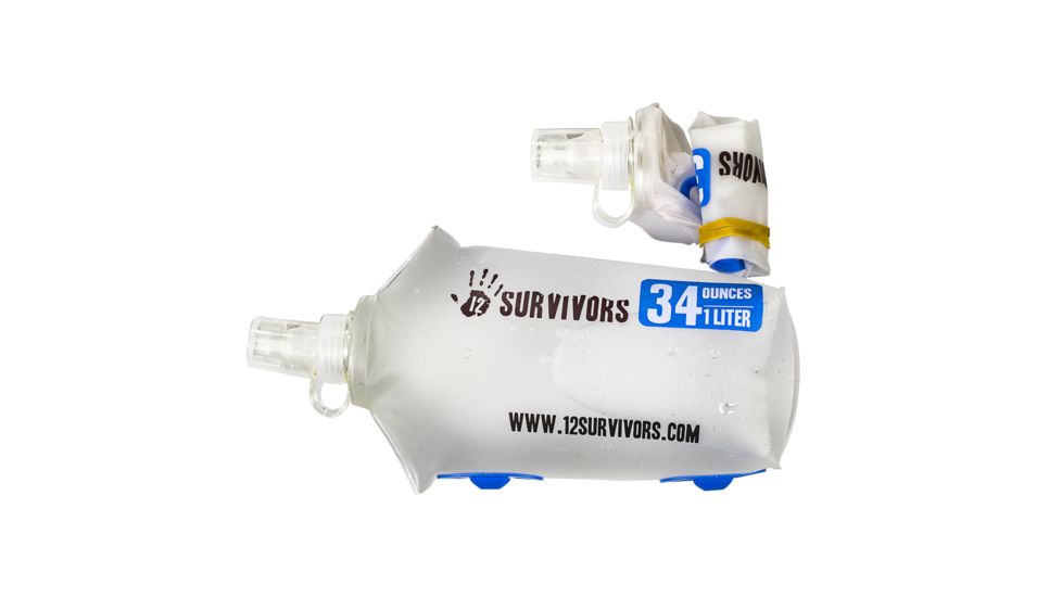 12 Survivors Collapsible Water 1L Bottle, Clear, TS76006