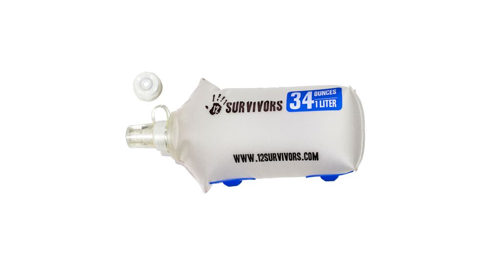 12 Survivors Collapsible Water 1L Bottle, Clear, TS76006