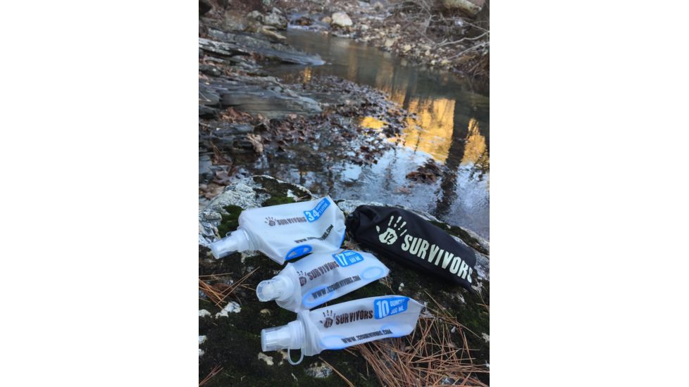 12 Survivors Collapsible Water 1L Bottle, Clear, TS76006