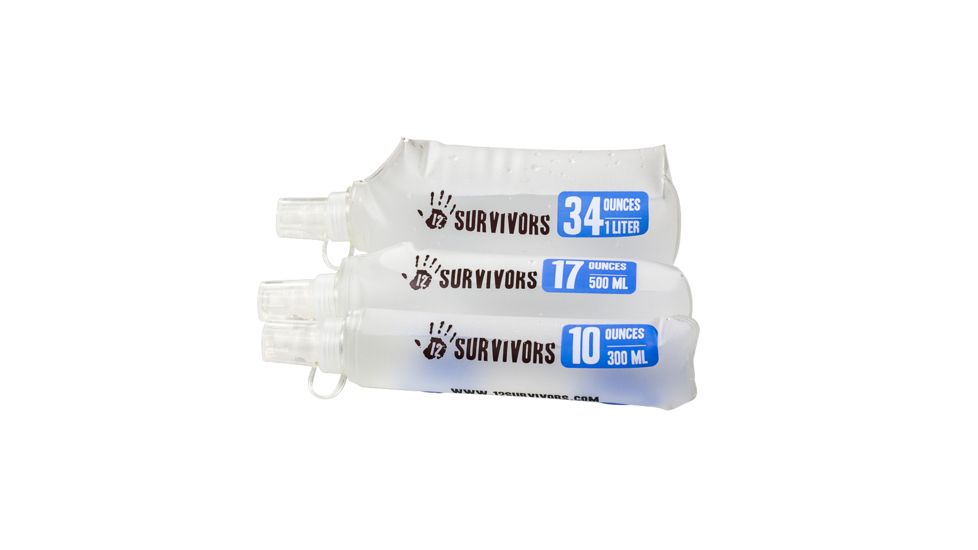 12 Survivors Collapsible Water .3L Bottle, Clear, TS76004